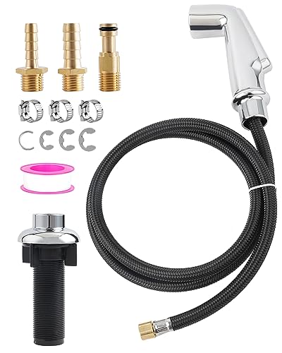 Universal Fit Sink Spray Attachment with Hose Set, Braided Hose, Chrome - color: Chrome, style: braided hose/single spray mode