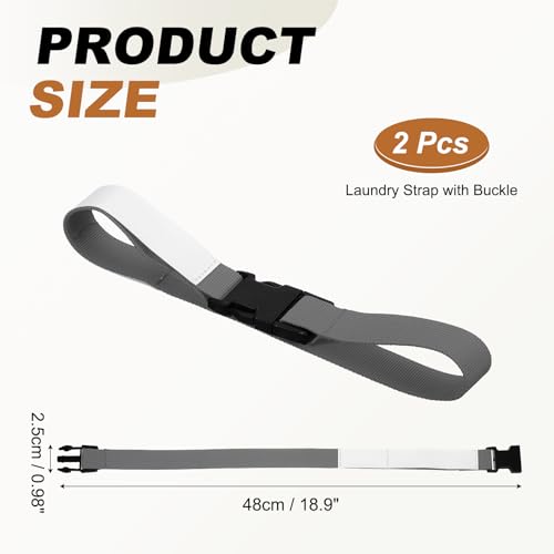 uxcell 2 Pcs Laundry Strap with Buckle, Multipurpose Laundry Strap Replacement Wash Care Utility Household Cleaning Loop Athletics Accessories Tools Storage, Gray - color: Gray