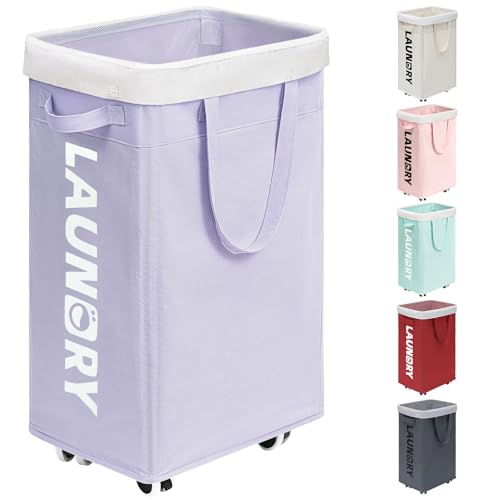 Goodpcik 75L Rolling Laundry Hamper with Wheels, Laundry Hamper for Dorm - color: Light Purple 1-Pack