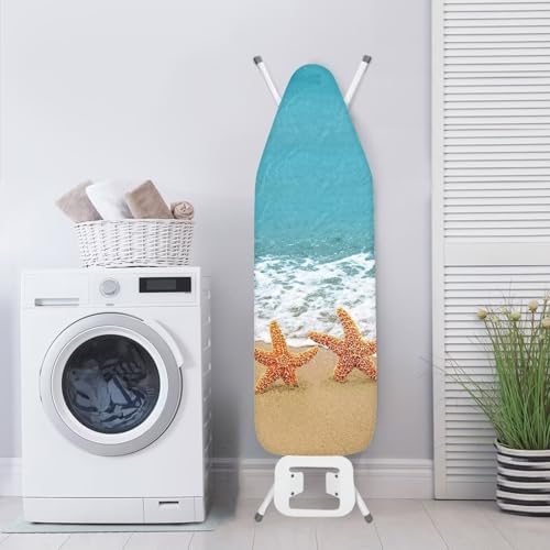 ZDCUSTOM Beach Starfish Ironing Board Covers, 15x54 Padded Ironing Board Covers, Extra-Wide Stain Resistant Thick Padding and Elasticized Edge Covers - color: Beach Starfish