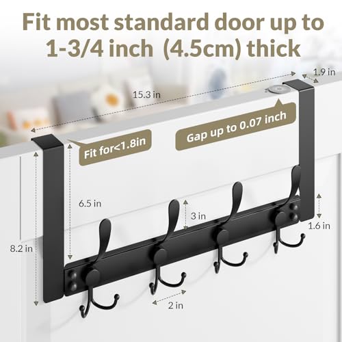 Heavy Duty Over The Door Towel Rack for Bathroom, Black Door Towel Hanger - color: Black