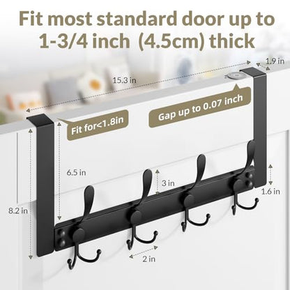 Heavy Duty Over The Door Towel Rack for Bathroom, Black Door Towel Hanger - color: Black