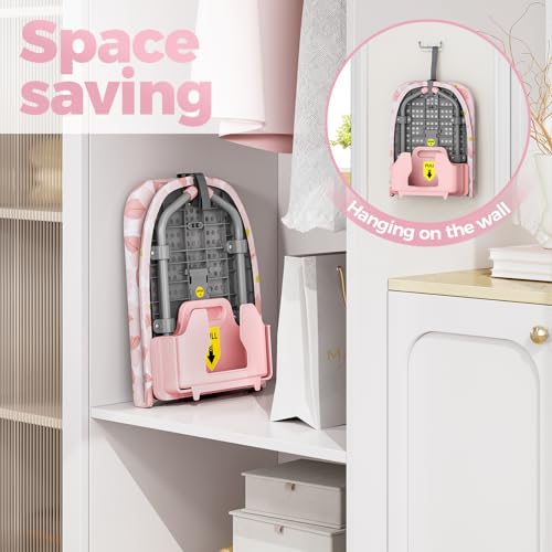 APEXCHASER Small Ironing Board with Iron Holder Without Iron Rest, Pink - color: Pink