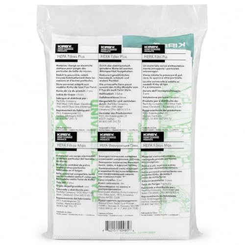 Kirby 204814 Micron Magic HEPA Filter Plus Bags, 6, White Vacuum Bags - size: 1 Pack/6 Bags