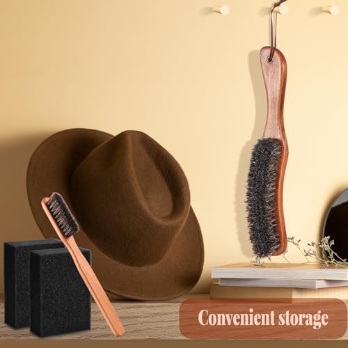 4 Pcs Horsehair Felt Hat Brush Kit with Cleaning Sponge Cowboy Clean Hat Wood Fedora Hat Cleaning Set Baseball Cap Lint Brush Remove Dust for Hair Furniture Suits Clothes(Style B) - style: Style B