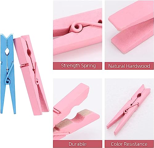 200pcs Colored Clothespins Wooden Clothes Pins, Wood Clips for Crafts Pictures Classroom Photos, 3inch, Random Colors - color: Wood-200pcs-colors