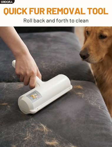 ORDORA Pet Hair Remover Roller, Reusable Lint Roller for Dog and Cat Hair - color: A:white
