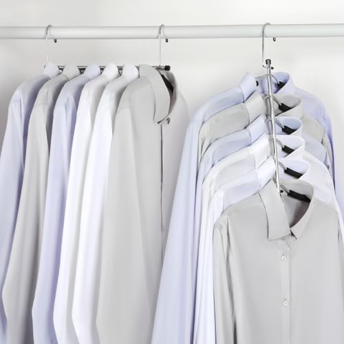 TOPIA HANGER Clothes Hanger Space Saving, 6 Tier Shirt Coat Hangers Space Saving No Bump Shoulder Hangers with No Slip Foam Padded Hangers Organizers and Storage for Men and Women 4 Pack-CT65B - color: Black 4 Pack