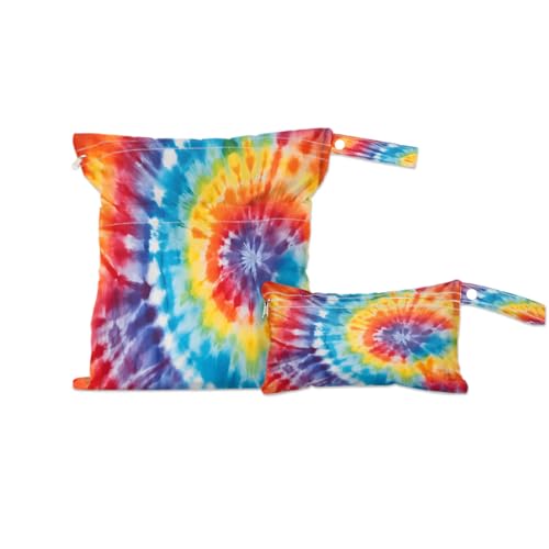 Pardick Wet Bag 2Pcs Wet Dry Bag Waterproof Travel Laundry Bags Tie Dye Swimsuit Bags Storage Cloth Diaper Bathing Suit 0rganizer for Beach,Pool - color: Tie Dye