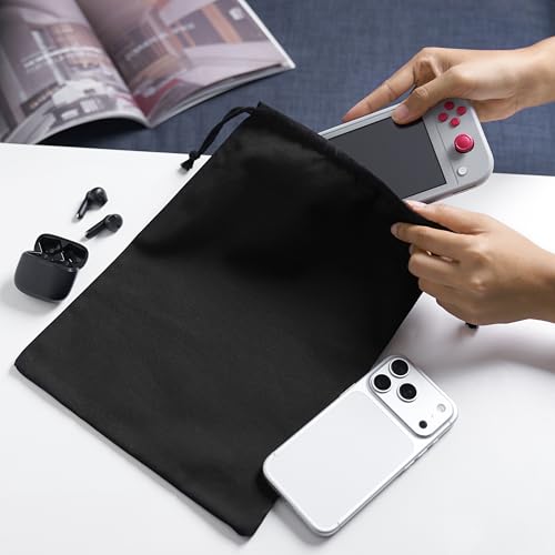 Heavy Duty Cotton Drawstring Bags 4-Pack - 270 GSM Thick Cloth Pouches for Gifts, Travel, Dice, Jewelry, Laundry - Double Drawstring (Rustic Black, 10 x 15 Inches) - color: Rustic Black, size: 10 x 15 Inches