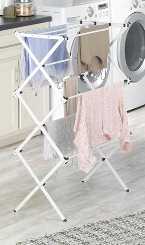 Whitmor Foldable Clothes Drying Rack: 3 Tier Laundry Drying Rack, Collapsible Drying Rack Clothing, Portable Space Saving Clothing Rack for Indoor Outdoor, 14.50" L x 29.625" W x 41.75" H, White - color: White, size: Small