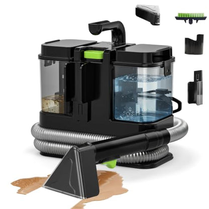 18Kpa Carpet Cleaner Machine, Portable Carpet and Upholstery Cleaning Machine, Deep Cleaning for Rugs, Couch, Car Interiors Stains, Pet & Family Friendly, 120V (GREEN) - color: GREEN