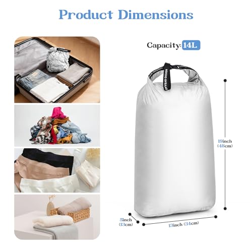 Travel Laundry Bag for Dirty Clothes, Waterproof Compression Bag - color: White, size: Medium
