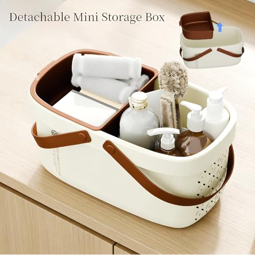 Pulseplay Portable Plastic Shower Caddy Basket with Handle Cream - color: Cream