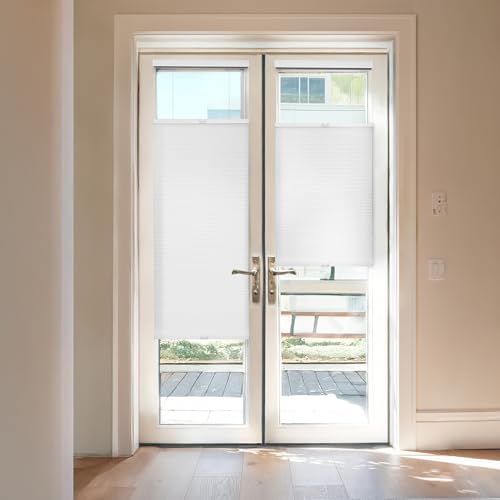 REGAL estate Adhesive Top Down Bottom Up Door Shades, White, 25 x 72 in - color: Peelmount Tdbu Shades - White, size: 25"W x 72"H