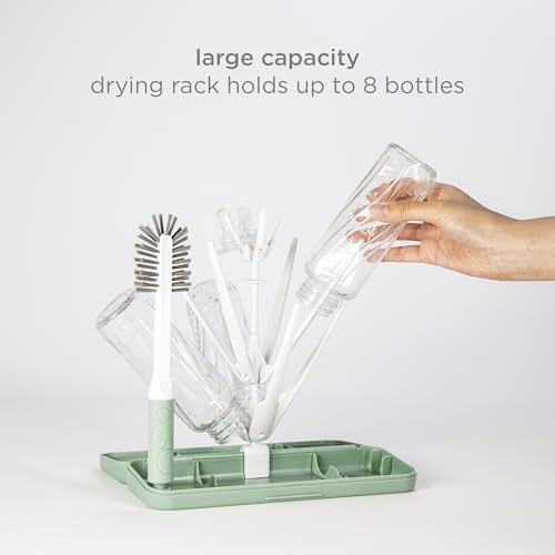 Ubbi On-the-Go Drying Rack & Bottle Brush Set, Holds Up To 8 Bottles, Sage - color: Sage
