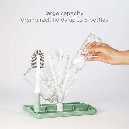 Ubbi On-the-Go Drying Rack & Bottle Brush Set, Holds Up To 8 Bottles, Sage - color: Sage