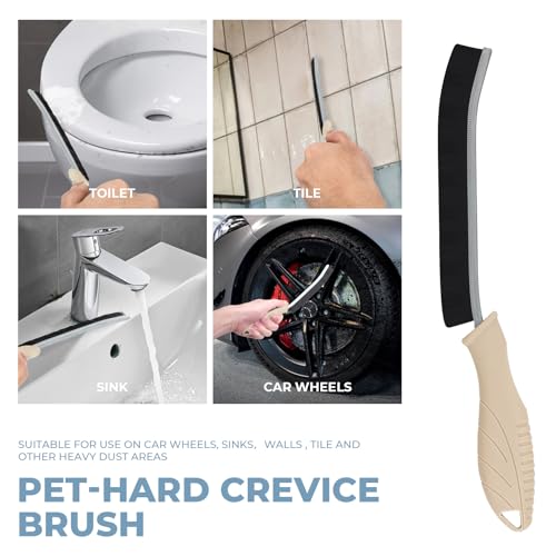 TQRR Cleaning Brush Set 3 Pcs with Soft Bristle and Hard Bristle Crevice - color: Khaki