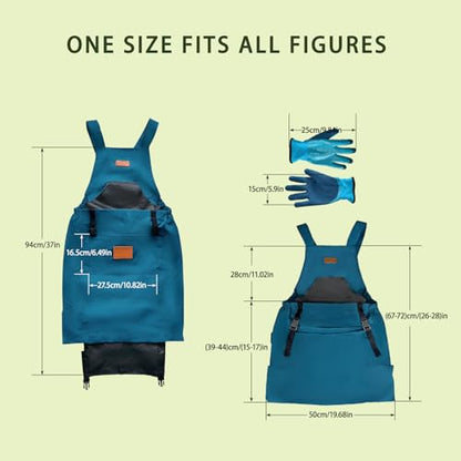 Gardening Apron with Pockets and Gloves, Waterproof Harvest Apron for Women