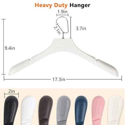DEDU Suit Hangers for Men 20 Pack, Sweater Hangers No Shoulder Bump Non Slip Width 17.7", Plastic Clothes Hangers Ivory White with Metal Hook - color: Ivory White-20