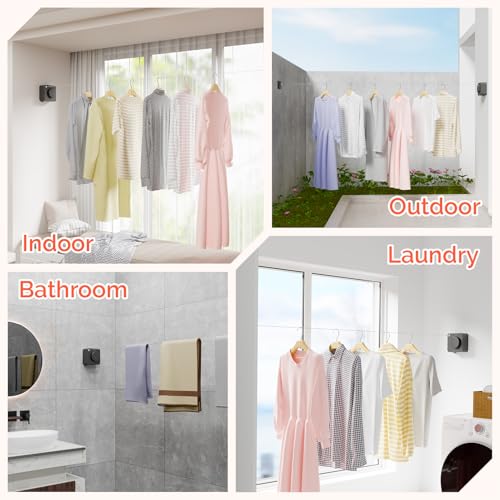 Retractable Clothesline Indoor, Non-Sagging Outdoors Clothesline Retracting, Heavy Duty Retractable Clothes Drying Laundry Line, Wall Mounted Stainless Steel Line - 13.8 Ft (Gray) - color: Gray