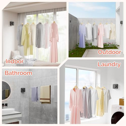Retractable Clothesline Indoor, Non-Sagging Outdoors Clothesline Retracting, Heavy Duty Retractable Clothes Drying Laundry Line, Wall Mounted Stainless Steel Line - 13.8 Ft (Gray) - color: Gray