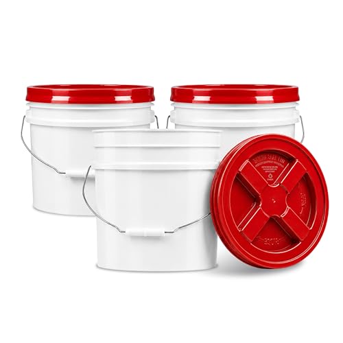 ePackageSupply 3.5 Gallon Bucket, Food-Grade w/Lid, BPA-Free, Red, 3 Packs - color: Red, size: 3 Packs
