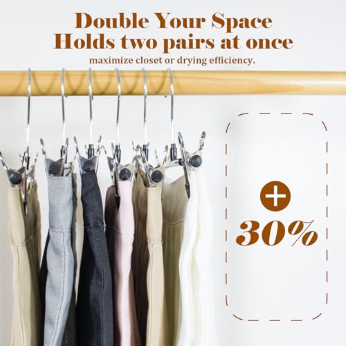 Pants Hangers with Clips, 20 Pack 11.6 inch Heavy Duty Metal Hangers, Adjustable Skirt Hangers for Women, Space Saving Non-Slip for Pants,Socks,Jeans and Skirts - size: 20 Pack