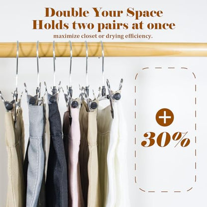 Pants Hangers with Clips, 20 Pack 12.01 inch Heavy Duty Metal Hangers, Adjustable Skirt Hangers for Women, Space Saving Non-Slip for Pants,Socks,Jeans and Skirts - size: 20 Pack