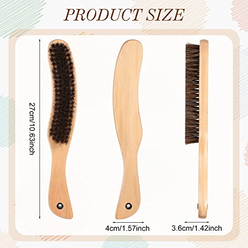 Patelai 2 Pcs Horsehair Felt Hat Brush Kit, Wooden Color, Wood - color: Wooden Color