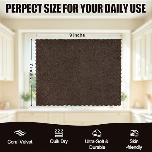 Kitinjoy 24 Pack Kitchen Cloths Dish Towels (7" x 9", Brown) - color: Brown, size: 7 X 9 inch- 24 Pack