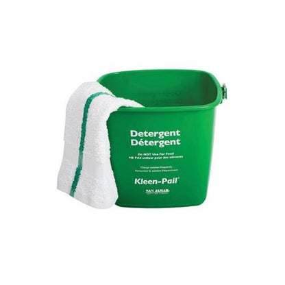 San Jamar 6 qt Green Plastic Kleen-PailCleaning Bucket - 8 1/4L x 8 1/4W x 7 3/8H