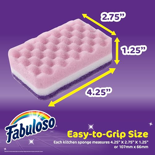 Fabuloso Scratch-Free Kitchen Dish Sponges, Purple, 12 Count Pack - color: Purple, size: 12 Count (Pack of 1)