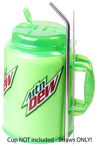 2 JUMBO 14" Stainless Steel Straws 100 oz HUGE SUPER LONG Drinking Wide Compatible With Whirley Insulated Travel Mug FOAM Truck Stop Cups - size: 2 Jumbo Straws 14" × 3/8"