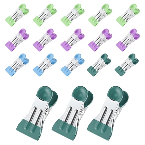 Clothes Pins, Chip Clips,Chip Clips Bag Clips Food Clips 20 Pcs,Towel Clips,Bag Clips for Food,Clothespins 2.17 Inch,Chip Clip,Chip Bag Clip,Metal Clips,Clothes Pins Heavy Duty,Colored Clothespins