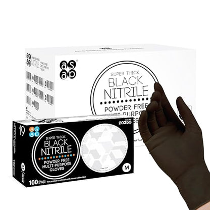 ASAP Thick Black Nitrile Gloves Disposable Latex Free - 6 Mil, Powder Free, Food Safe, Kitchen & Mechanic - size: X-Large, style: Case of 1000