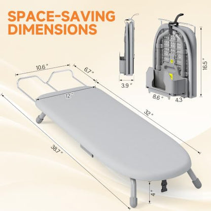 APEXCHASER Small Ironing Board, Iron Board with Iron Rest & Holder, Grey - color: Gray