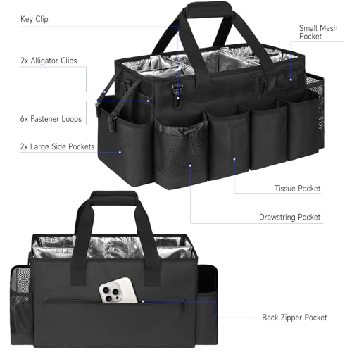 Cleaning Caddy Bag, Extra Large Cleaning Supply Bag for Housekeepers,Black - color: Black, size: XL