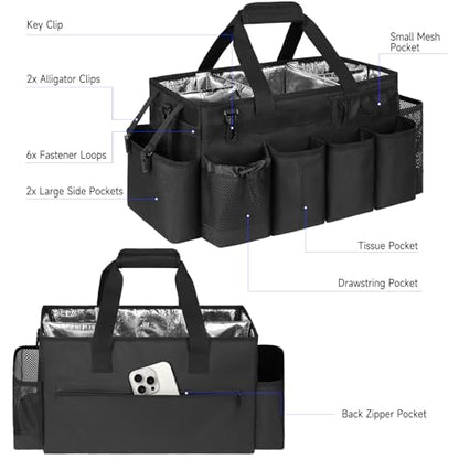 Cleaning Caddy Bag, Extra Large Cleaning Supply Bag for Housekeepers,Black - color: Black, size: XL