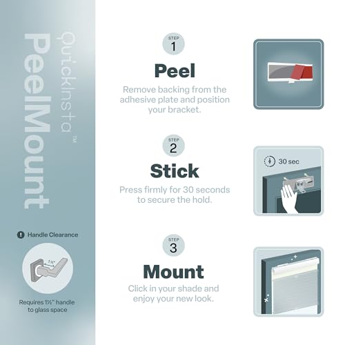 REGAL estate Adhesive Top Down Bottom Up Door Shades, White, 25 x 48 in - color: Peelmount Tdbu Shades - White, size: 25"W x 48"H