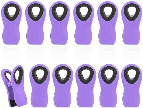 12 Pack Chip Clips, Bag Clips for Food, Magnetic Sealers for Chips and Other Food, Plastic Bag Clip for Kitchen, Fridge, Clothes, Sewing and Artwork (Purple) - color: Purple