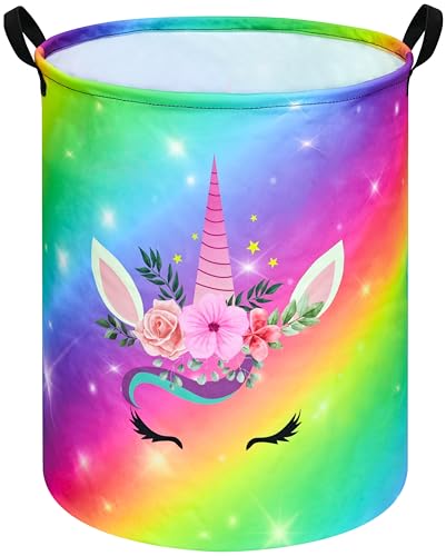 Round Laundry Basket Storage Bins Nursery Hamper Gift Baskets for Home,Office,Home Decor - color: Colorful uni