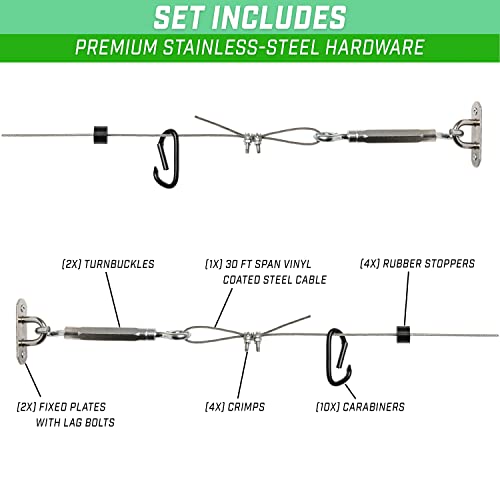 GoSports 30 ft Adjustable Wire Hanging Kit, Stainless Steel Cable System