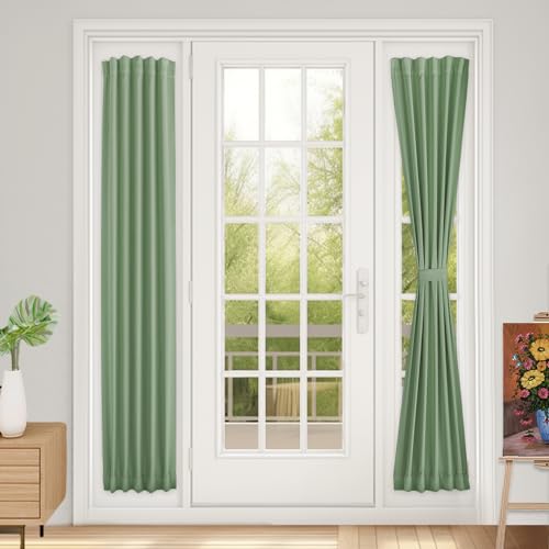 Vatge Sage Green Door Curtains for Door Window,Sidelight Front Door Curtains for Glass Window, 1 Panel, W12 x L72, Sage Green - color: Sage Green, size: 12"W x 72"L (Pack of 1)
