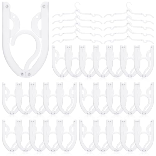 Sieral 40 Pcs Foldable Travel Hangers Plastic Portable Folding Clothes Hangers Cruise Ship Essentials for Travel Cruises Suitcase Dormitory School Hotel Women Laundry Coat Bag Drying (White) - color: White