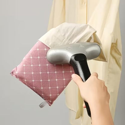 Portable Handheld Ironing Boards, Pink Plaid Compact Travel Ironing Pad with Anti-Slip Surface, Battery-Free Wrinkle Release Ironing Mat for Home Office Hotel Delicate Garments Travel Clothing Care