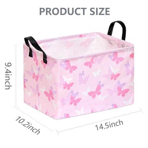 Butterfly Storage Basket with Handles, Girls Basket, Foldable cute Storage Basket Collapsible Organizer Bin for Home and Kitchen Storage, Butterfly Room Decor - color: Butterfly