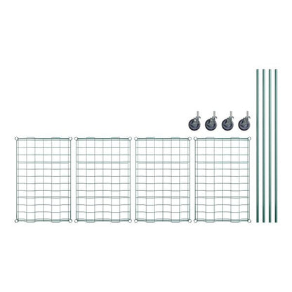 PRO&Family 24" x 48" Mobile Green Epoxy 4-Tier Commercial Drying Rack with Casters – Heavy Duty Wire Shelving for Dish Drying, Kitchen Storage & Food Service Use (3" Slots) - size: 24" x 48" Mobile