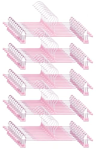 Pants Hangers with Clips, 50 Pack, Pink 12 Inch - color: Pink, size: 50 Pack
