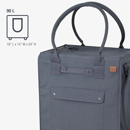 CleverMade Rolling Tote Bag With Wheels, 90L, 75 lb, Gunmetal - color: Gunmetal